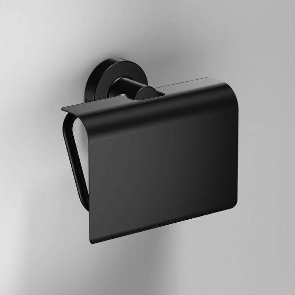 Tecno Project Black Toilet Roll Holder with Flap